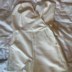 White strapless romper